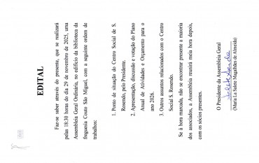 Convocatória Assembleia Geral -  Aprovação de Orçamento e Plano de Atividades 2026